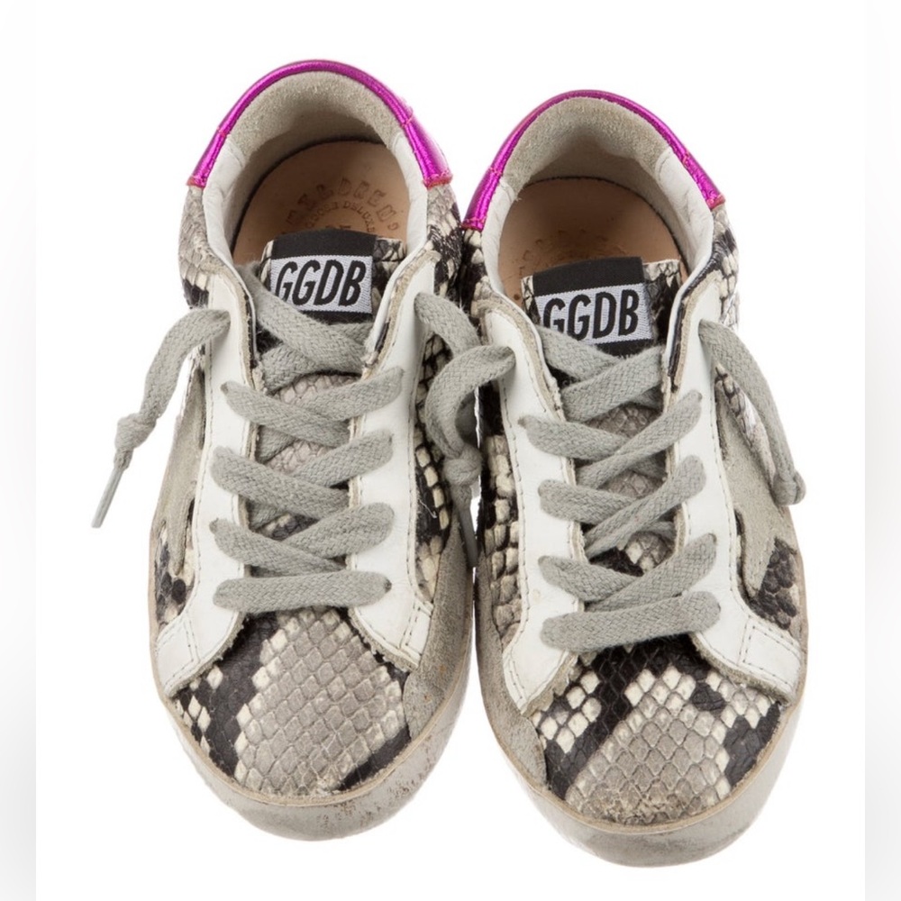 Golden Goose Gray and White Distressed Sneakers
